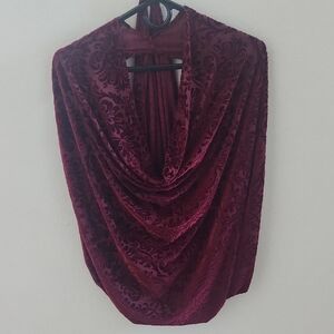 Elegant Handmade Burgundy Velvet Damask Scarf